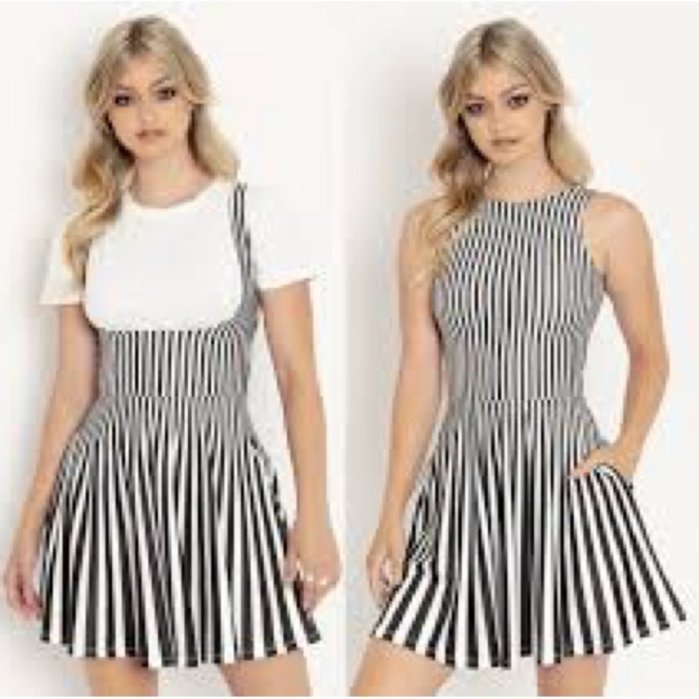 Blackmilk Monochrome Striped Mini Dress